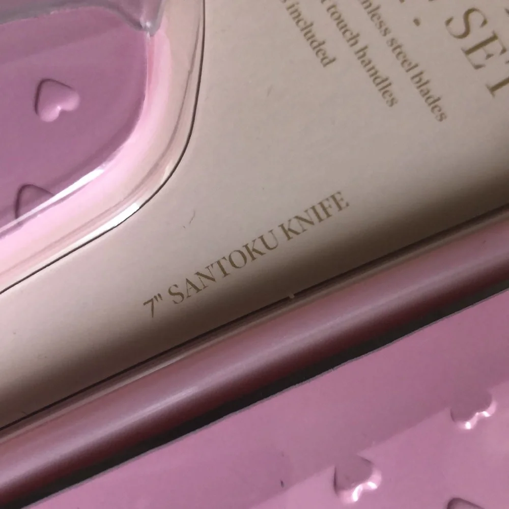 Paris Hilton Pink Santoku Knife Set with Protective Sheaths